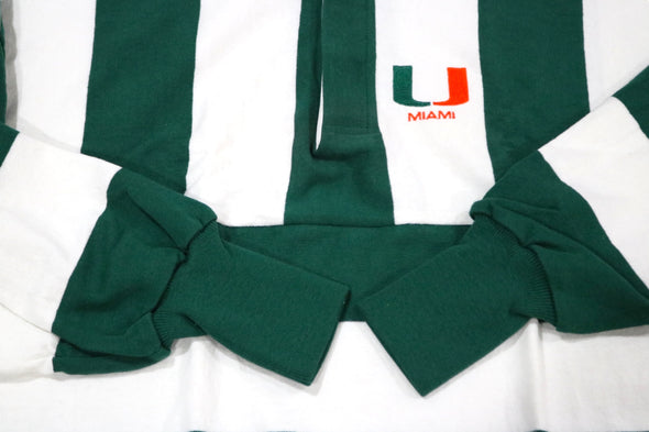 VINTAGE 90s UNIVERSITY OF MIAMI HURRICANES NCAA FOOTBALL RUGBY SHIRT MADE IN THE USA (MEN'S XL)