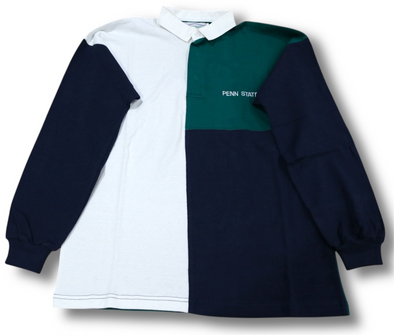 VINTAGE 90s PENN STATE NITTANY LIONS NCAA FOOTBALL RUGBY SHIRT MADE IN USA (MENS LARGE)