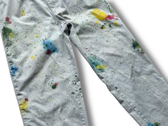 VINTAGE POLO RALPH LAUREN 32X29 PAINT SPLATTER DISTRESED BEIGE CHINOS