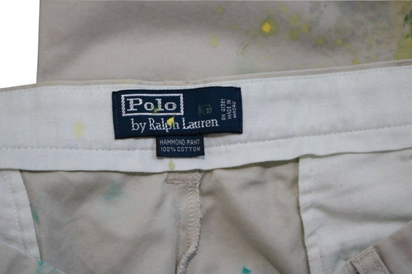 VINTAGE POLO RALPH LAUREN 42X30 PAINT SPLATTER TIE DYE BEIGE CHINOS