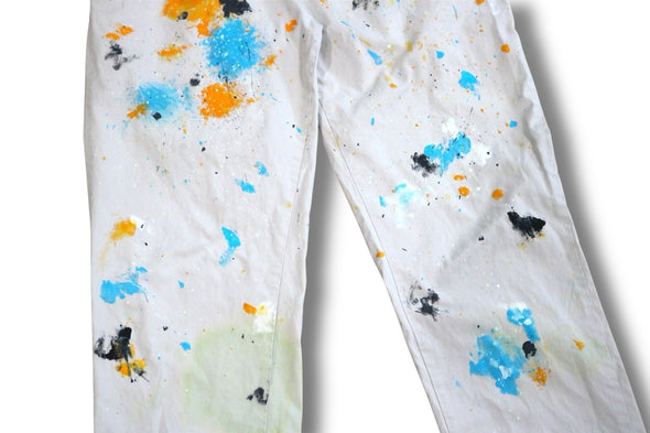 VINTAGE POLO RALPH LAUREN 38X33 PAINT SPLATTER DISTRESSED BEIGE CHINOS