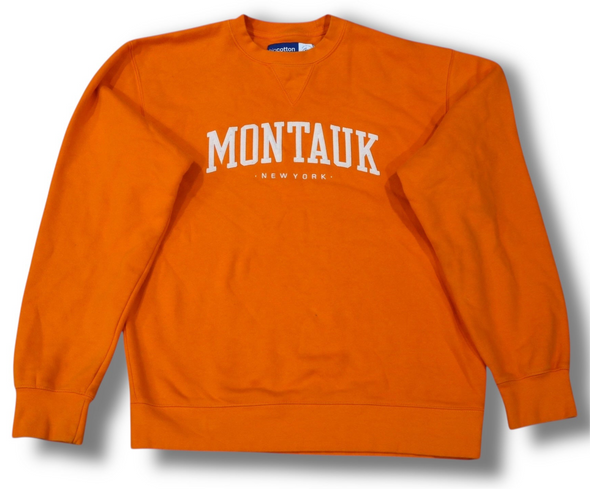 MONTAUK LONG ISLAND ORANGE CREW NECK SWEAT SHIRT (MEN'S MEDIUM)