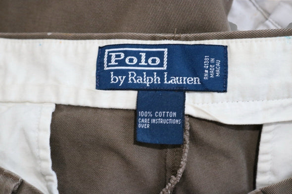 VINTAGE POLO RALPH LAUREN 36X32 PAINT SPLATTER DISTRESSED BROWN CHINOS