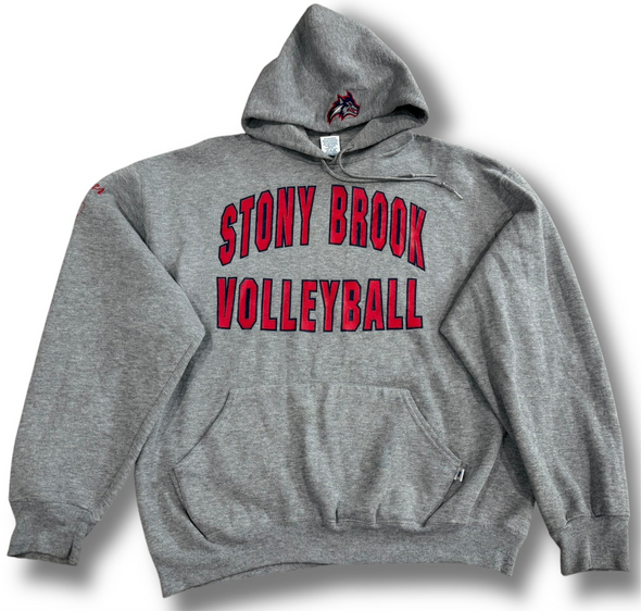 VINTAGE 90s/Y2K STONY BROOK UNIVERSITY VOLLEYBALL GRAY HOODIE (MENS LARGE)