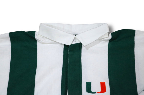 VINTAGE 90s UNIVERSITY OF MIAMI HURRICANES NCAA FOOTBALL RUGBY SHIRT MADE IN THE USA (MEN'S XL)