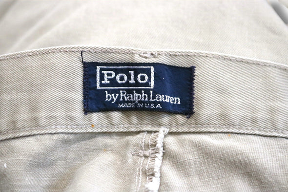 VINTAGE POLO RALPH LAUREN 35X32 PAINT SPLATTER TAN CHINOS MADE IN USA