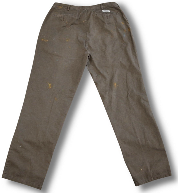 VINTAGE POLO RALPH LAUREN 36X32 PAINT SPLATTER DISTRESSED BROWN CHINOS