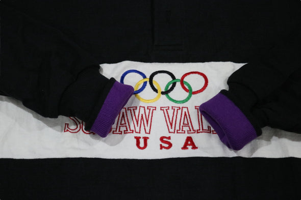 VINTAGE 90's SQUAW VALLEY USA OLYMPIC RUGBY SHIRT MADE IN USA (MENS XL)