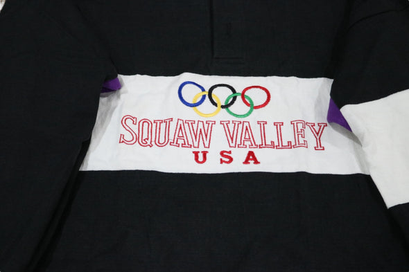 VINTAGE 90's SQUAW VALLEY USA OLYMPIC RUGBY SHIRT MADE IN USA (MENS XL)