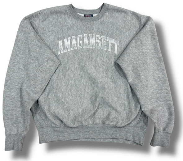 VINTAGE AMAGANSETT HEATHER GRAY HAMPTONS SWEAT SHIRT (MENS LARGE)
