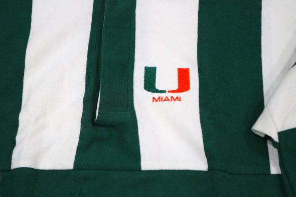 VINTAGE 90s UNIVERSITY OF MIAMI HURRICANES NCAA FOOTBALL RUGBY SHIRT MADE IN THE USA (MEN'S XL)