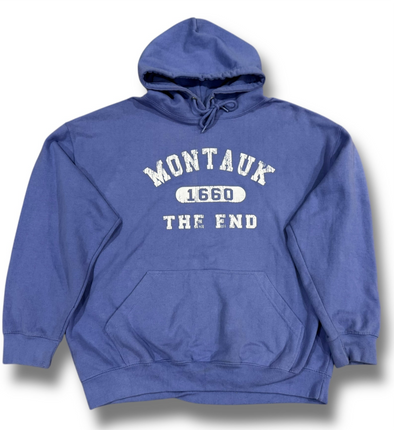 MONTAUK THE END PERIWINKLE BLUE HOODIE SWEAT SHIRT (MEN'S XL)