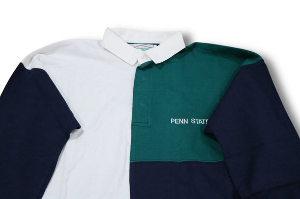 VINTAGE 90s PENN STATE NITTANY LIONS NCAA FOOTBALL RUGBY SHIRT MADE IN USA (MENS LARGE)
