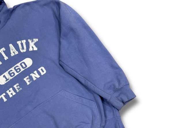 MONTAUK THE END PERIWINKLE BLUE HOODIE SWEAT SHIRT (MEN'S XL)
