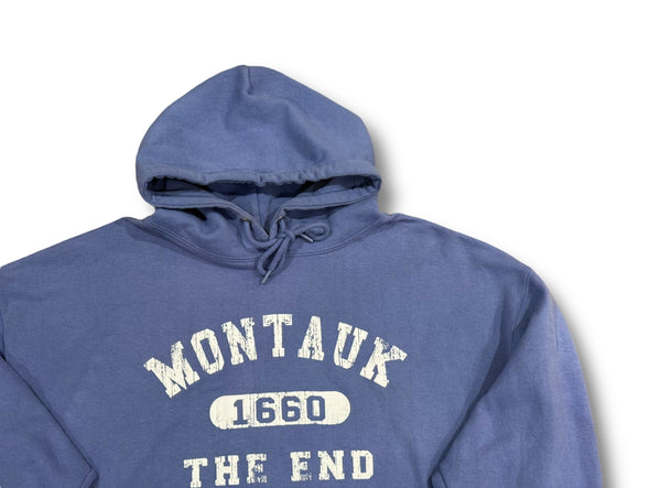 MONTAUK THE END PERIWINKLE BLUE HOODIE SWEAT SHIRT (MEN'S XL)