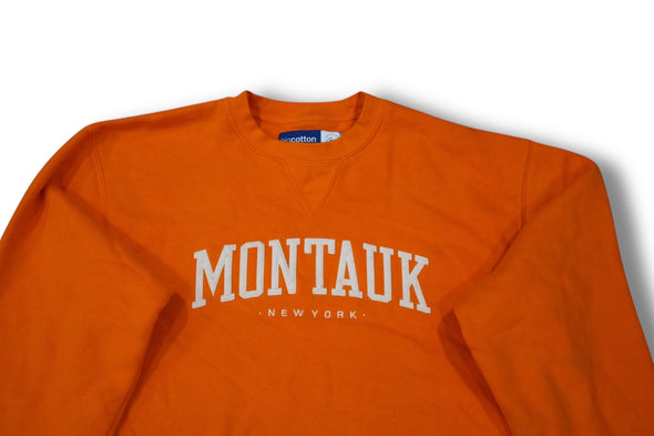 MONTAUK LONG ISLAND ORANGE CREW NECK SWEAT SHIRT (MEN'S MEDIUM)