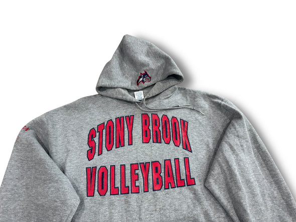 VINTAGE 90s/Y2K STONY BROOK UNIVERSITY VOLLEYBALL GRAY HOODIE (MENS LARGE)