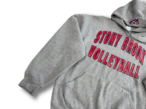 VINTAGE 90s/Y2K STONY BROOK UNIVERSITY VOLLEYBALL GRAY HOODIE (MENS LARGE)